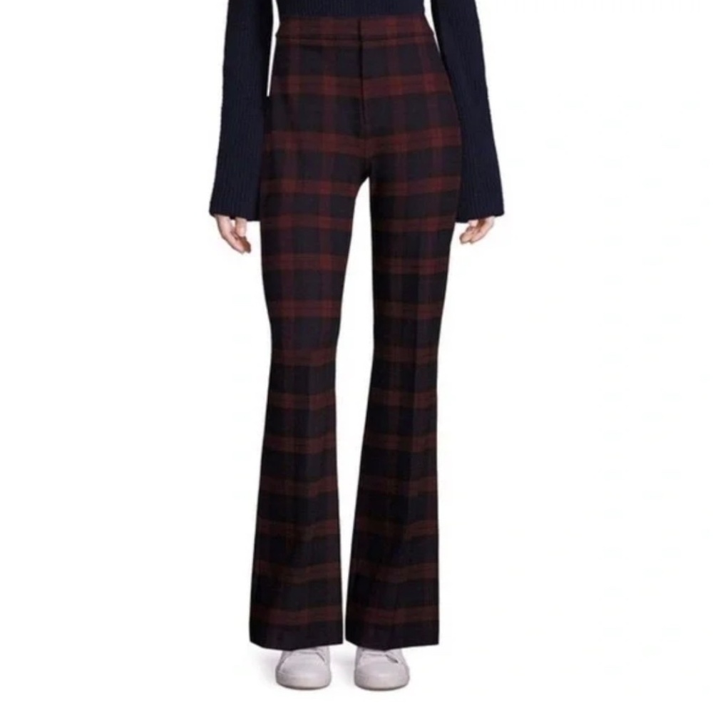 NWT 10 CROSBY DEREK LAM Check Plaid Flare Pants